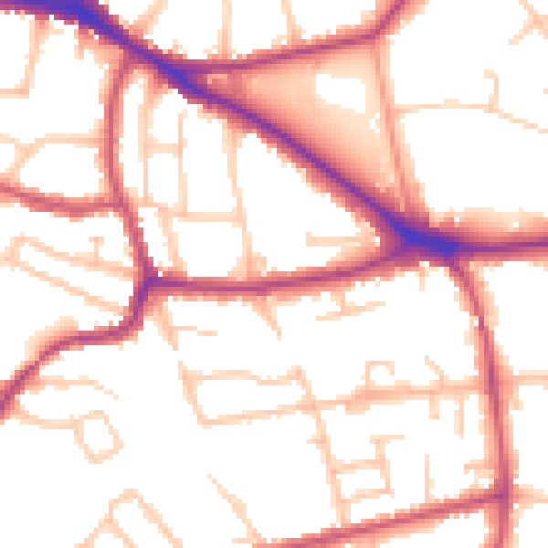 Daytime road noise heatmap for BR1 2JJ