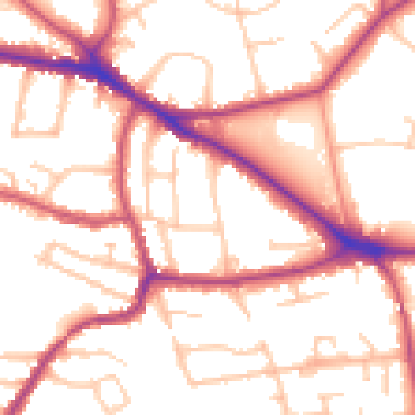 Daytime road noise heatmap for BR1 2NA