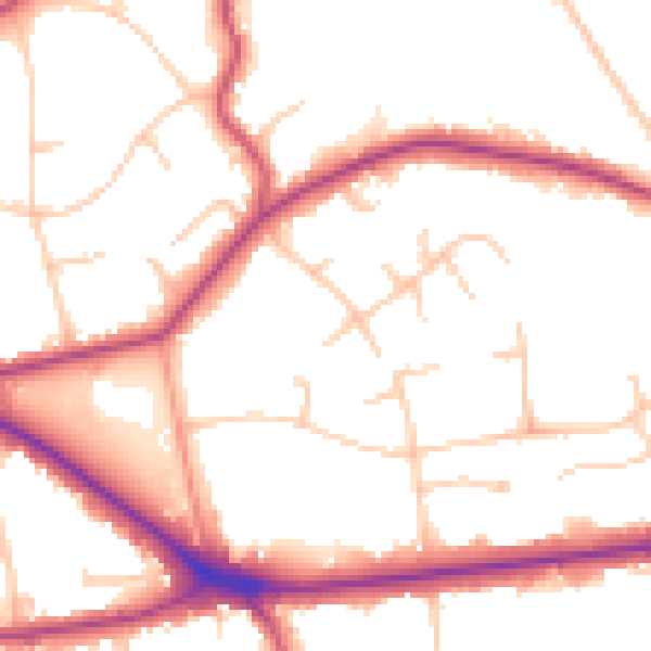 Daytime road noise heatmap for BR1 2NS