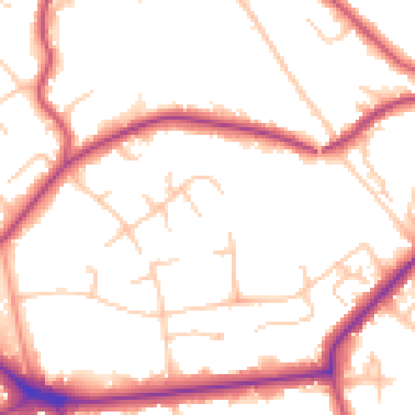 Daytime road noise heatmap for BR1 2NZ