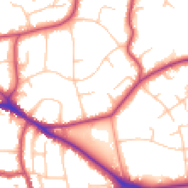 Daytime road noise heatmap for BR1 2PP