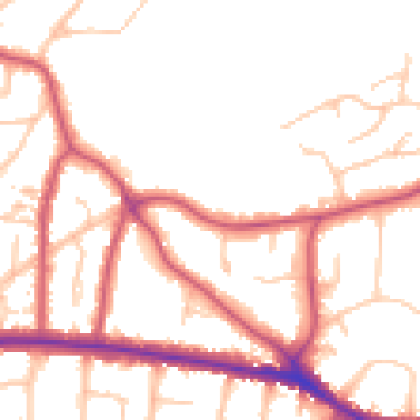 Daytime road noise heatmap for BR1 2PR