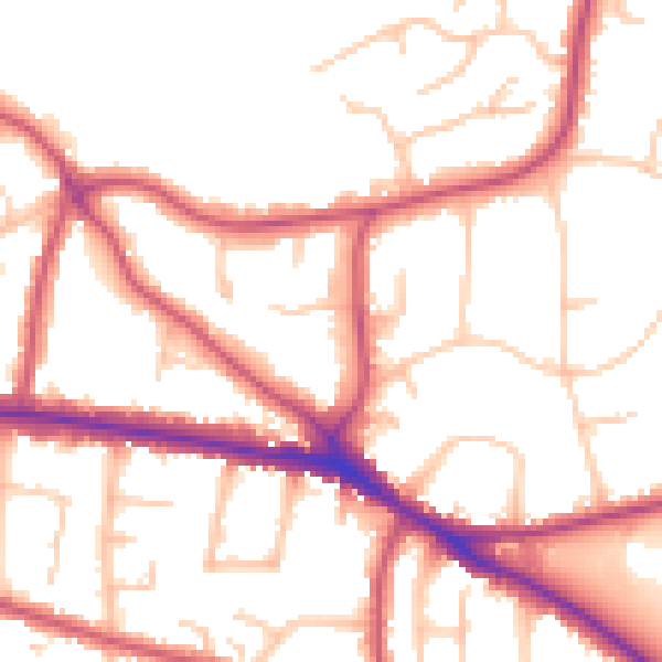 Daytime road noise heatmap for BR1 2PU
