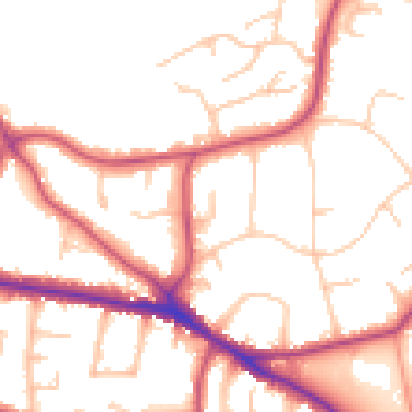 Daytime road noise heatmap for BR1 2PW