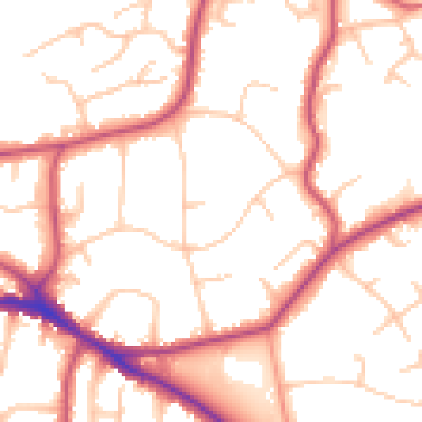 Daytime road noise heatmap for BR1 2PY