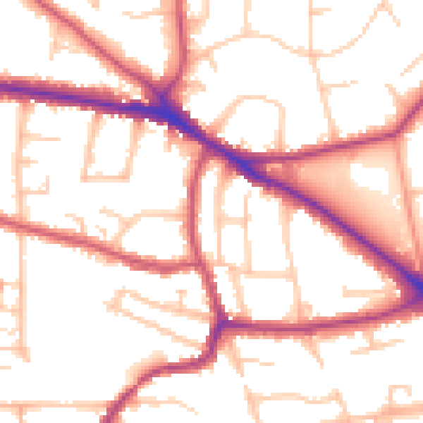 Daytime road noise heatmap for BR1 2QE