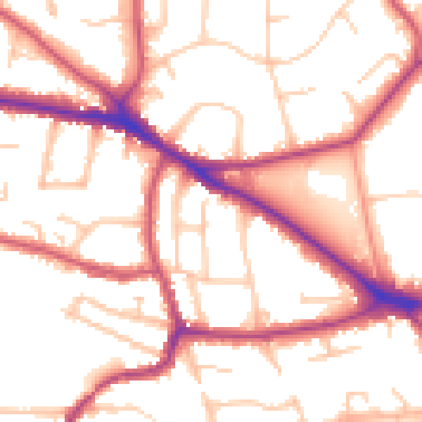 Daytime road noise heatmap for BR1 2QG