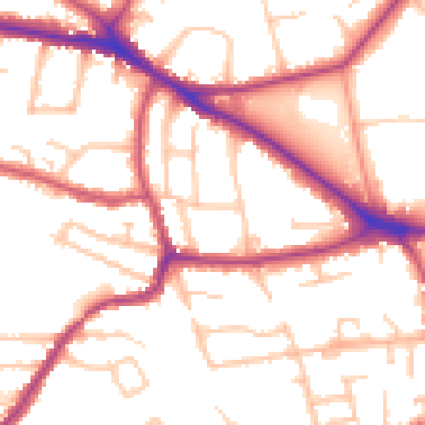 Daytime road noise heatmap for BR1 2QH
