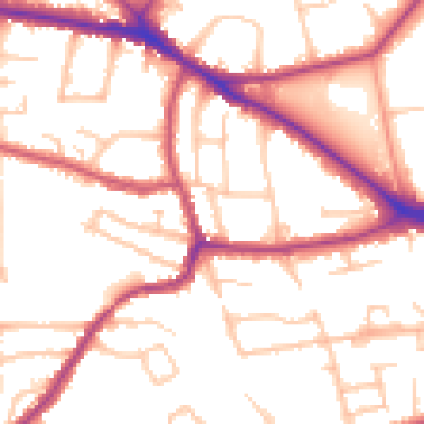 Daytime road noise heatmap for BR1 2QJ