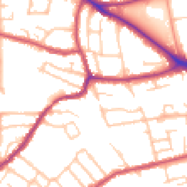 Daytime road noise heatmap for BR1 2QN