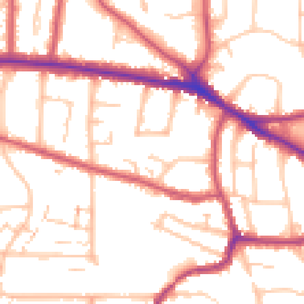 Daytime road noise heatmap for BR1 2RX