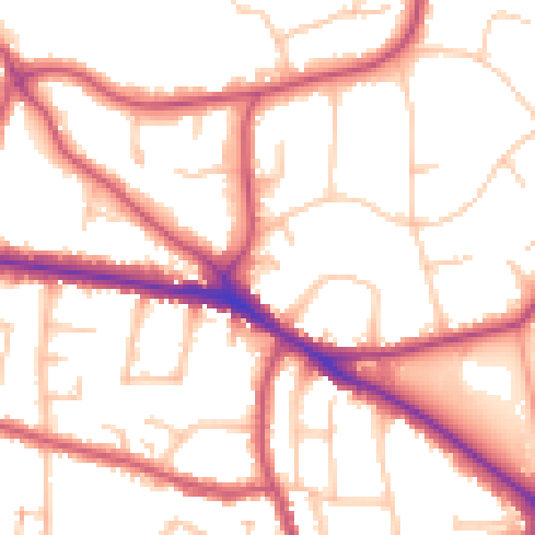 Daytime road noise heatmap for BR1 2ST