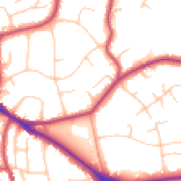 Daytime road noise heatmap for BR1 2WF