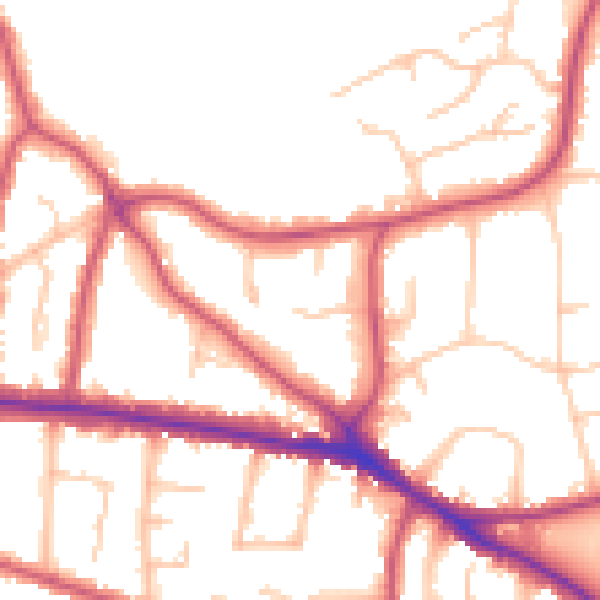 Daytime road noise heatmap for BR1 2WH