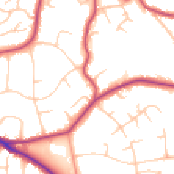 Daytime road noise heatmap for BR1 2WZ