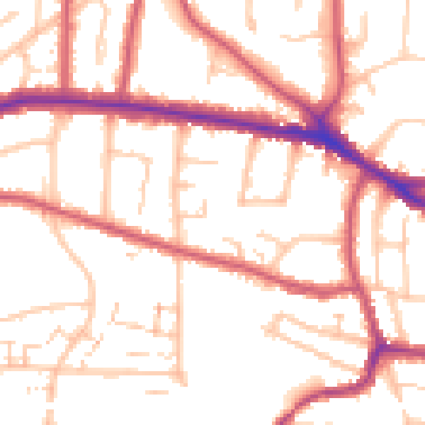 Daytime road noise heatmap for BR1 3BH