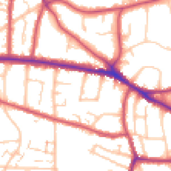 Daytime road noise heatmap for BR1 3BY