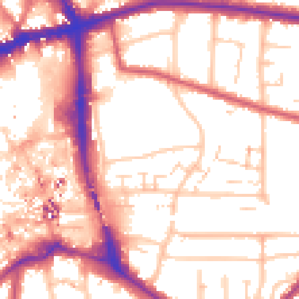 Daytime road noise heatmap for BR1 3DE