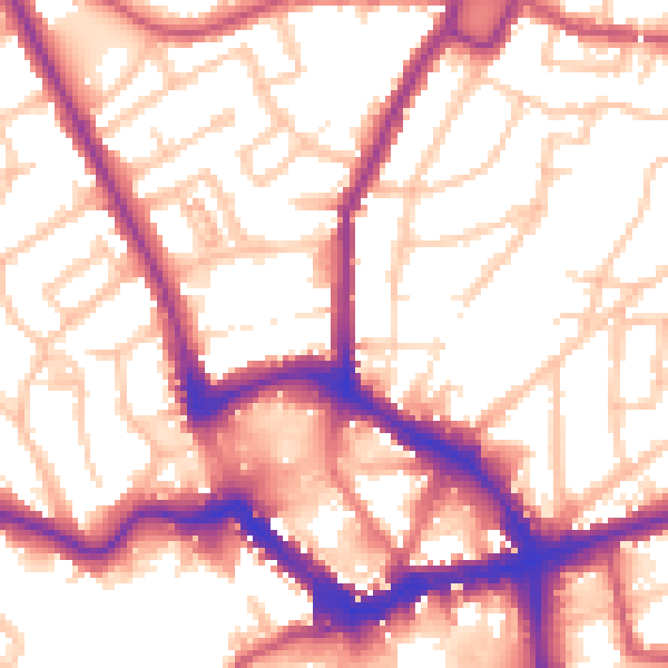 Daytime road noise heatmap for BR1 3PT