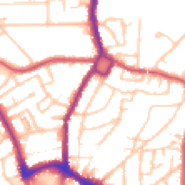 Daytime road noise heatmap for BR1 4EB
