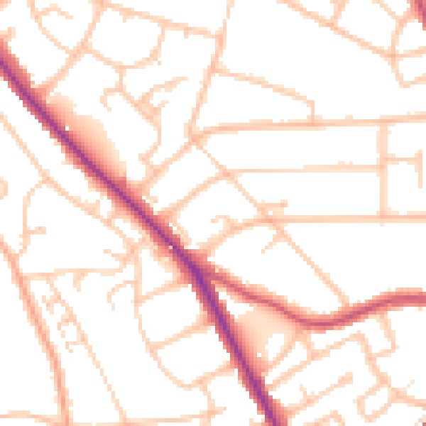 Daytime road noise heatmap for BR1 4ES