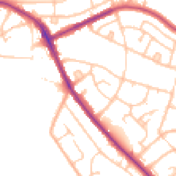 Daytime road noise heatmap for BR1 4NB