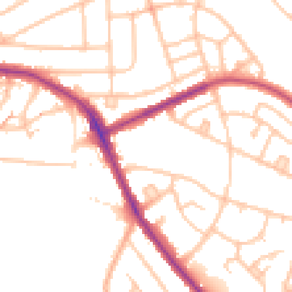 Daytime road noise heatmap for BR1 4TL