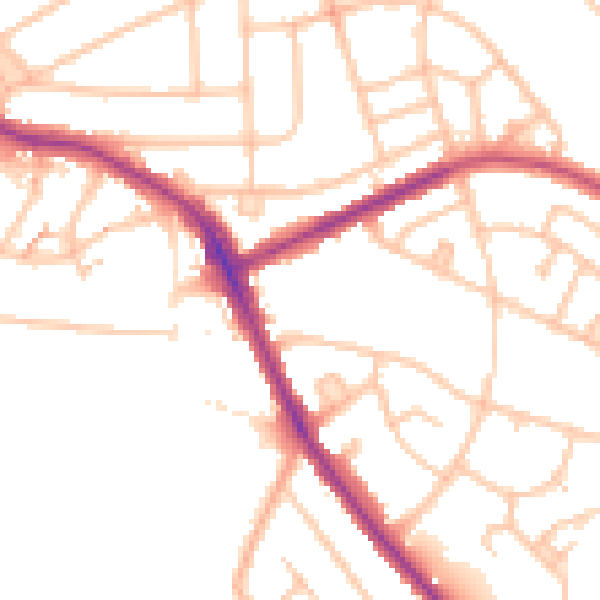 Daytime road noise heatmap for BR1 4TN