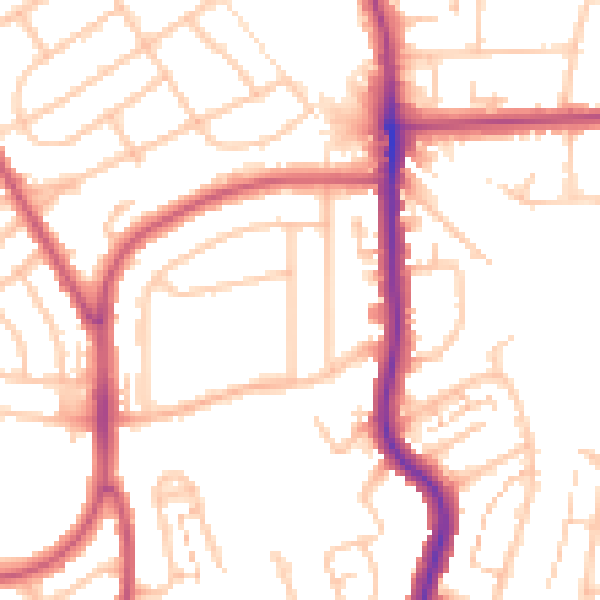 Daytime road noise heatmap for BR1 5DU