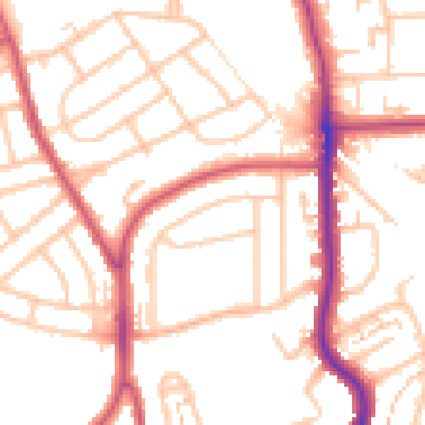 Daytime road noise heatmap for BR1 5EJ