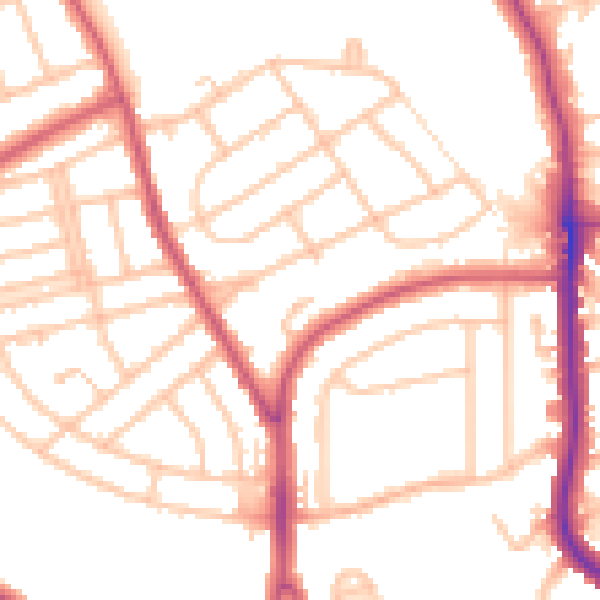 Daytime road noise heatmap for BR1 5HG