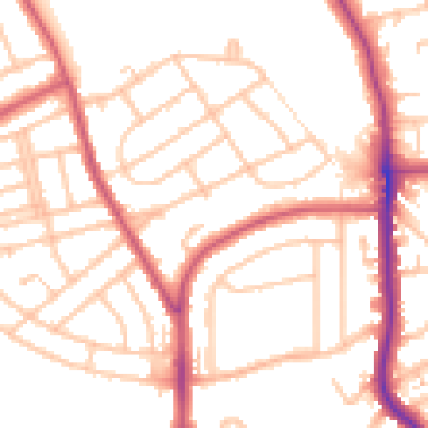 Daytime road noise heatmap for BR1 5JD