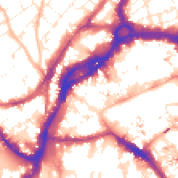 Daytime road noise heatmap for BS1 2HT