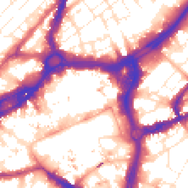 Daytime road noise heatmap for BS1 3BU
