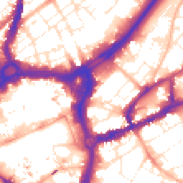 Daytime road noise heatmap for BS1 3EN