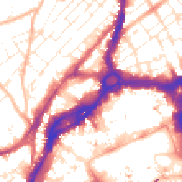 Daytime road noise heatmap for BS1 3LH