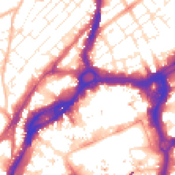 Daytime road noise heatmap for BS1 3LT