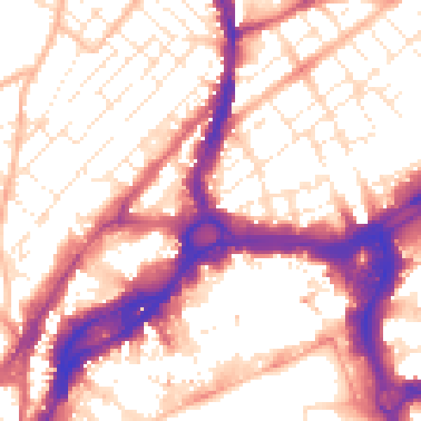 Daytime road noise heatmap for BS1 3LY