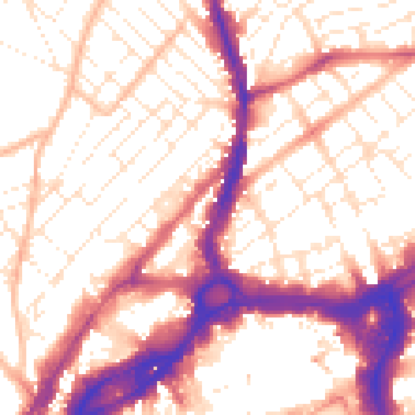 Daytime road noise heatmap for BS1 3PY