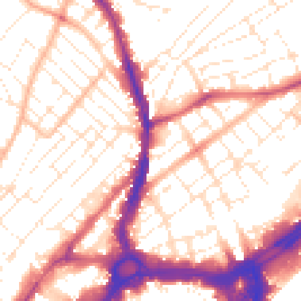 Daytime road noise heatmap for BS1 3RJ