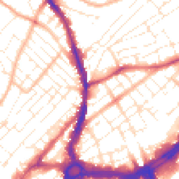 Daytime road noise heatmap for BS1 3RU