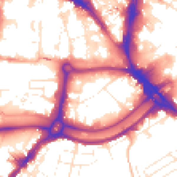 Daytime road noise heatmap for BS1 6NZ