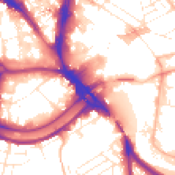 Daytime road noise heatmap for BS1 6QA