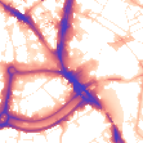 Daytime road noise heatmap for BS1 6QH