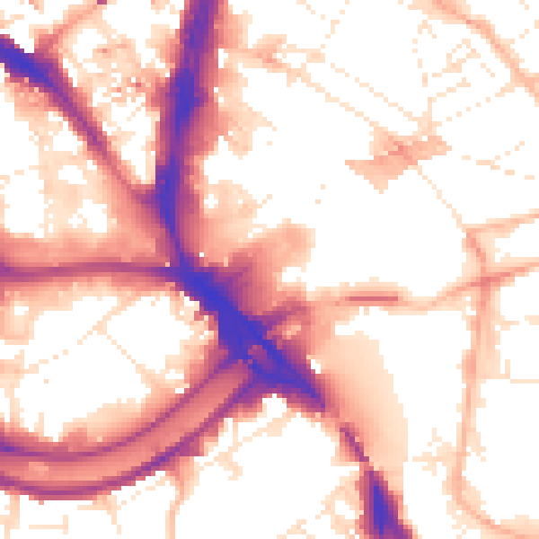 Daytime road noise heatmap for BS1 6QS