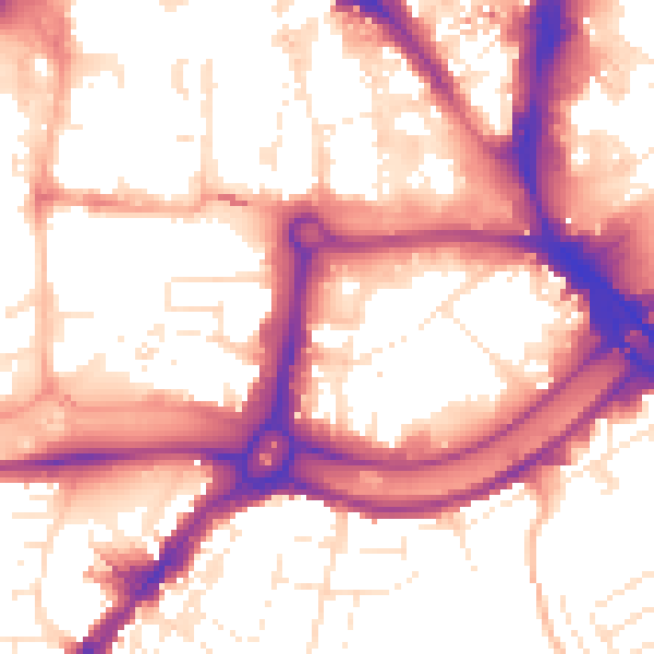 Daytime road noise heatmap for BS1 6RA