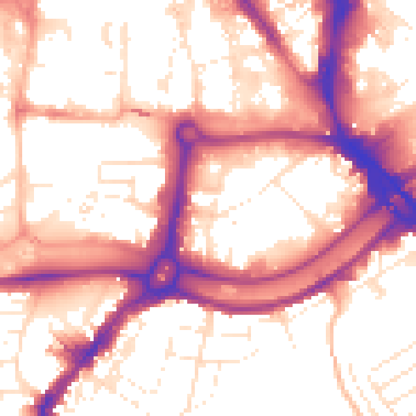 Daytime road noise heatmap for BS1 6RE
