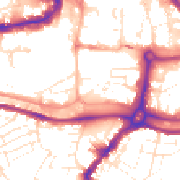 Daytime road noise heatmap for BS1 6UB