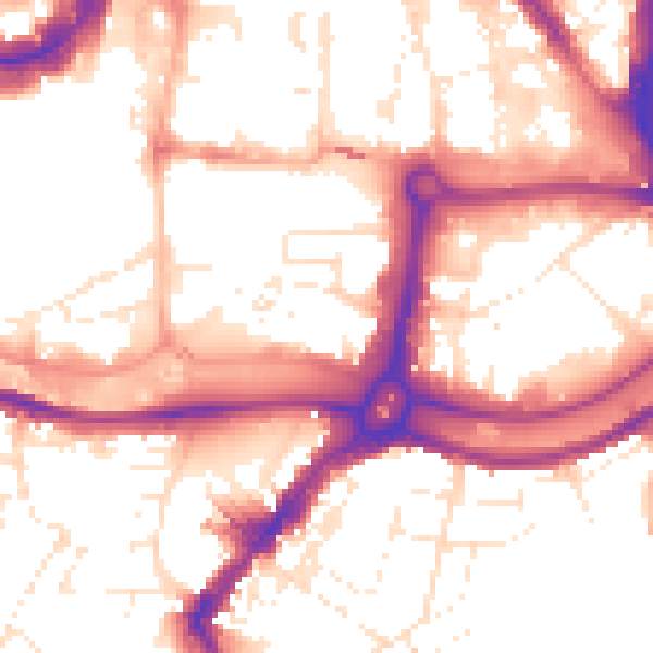 Daytime road noise heatmap for BS1 6UE