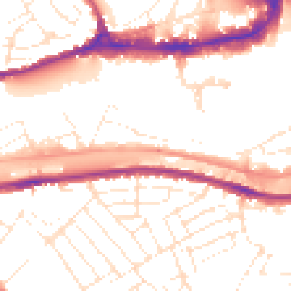 Daytime road noise heatmap for BS1 6UG